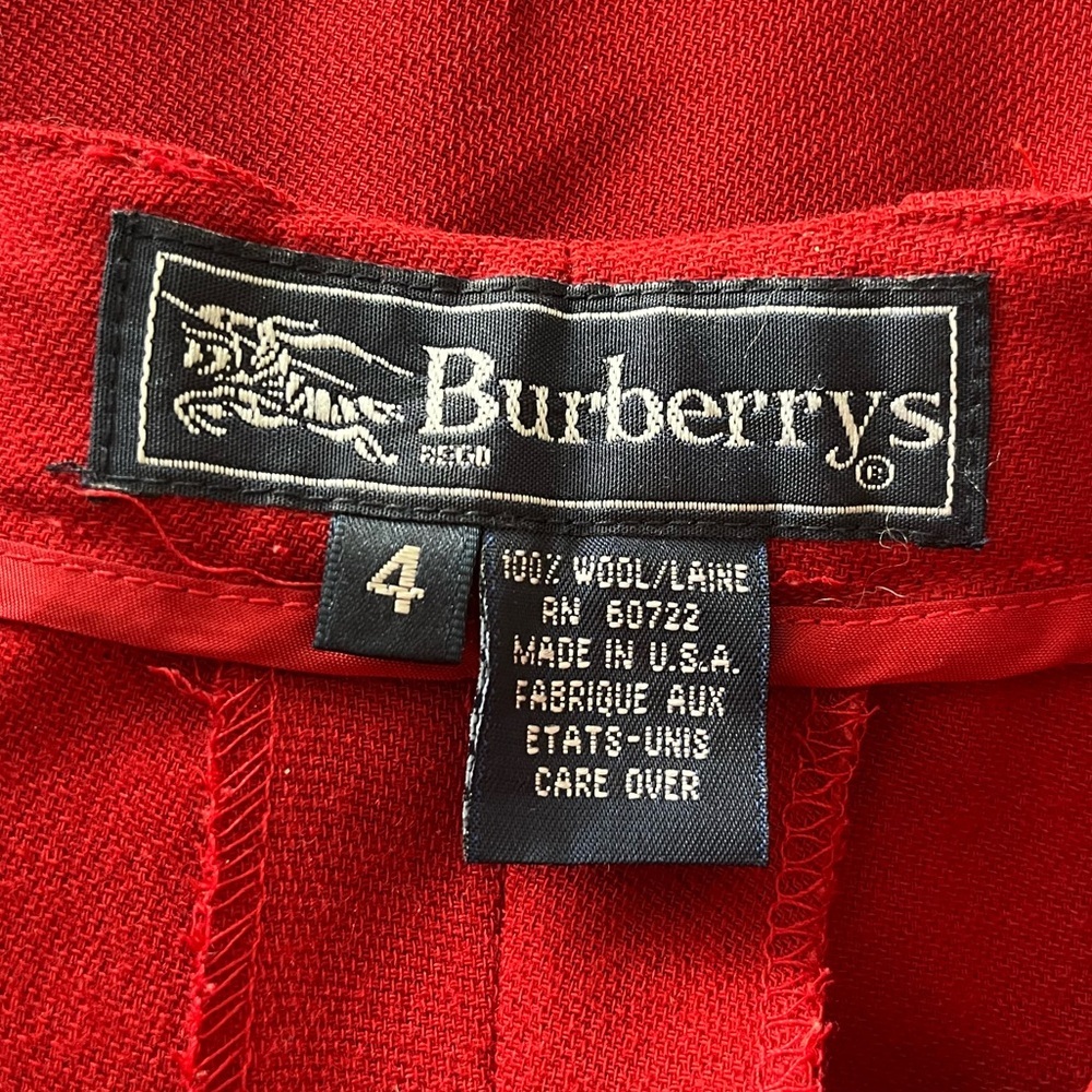 Burberrys  vintage high rise wool pleated red trousers size 4 - Picture 6 of 7
